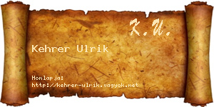 Kehrer Ulrik névjegykártya